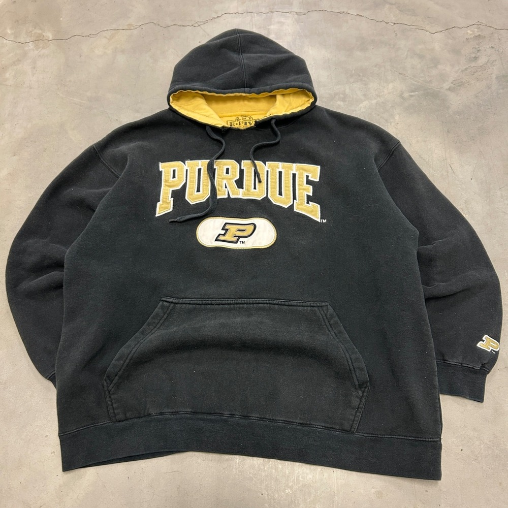 Purdue Boilermakers Hoodie E-Five Premium Collegiate Black Gold Mens 2XL